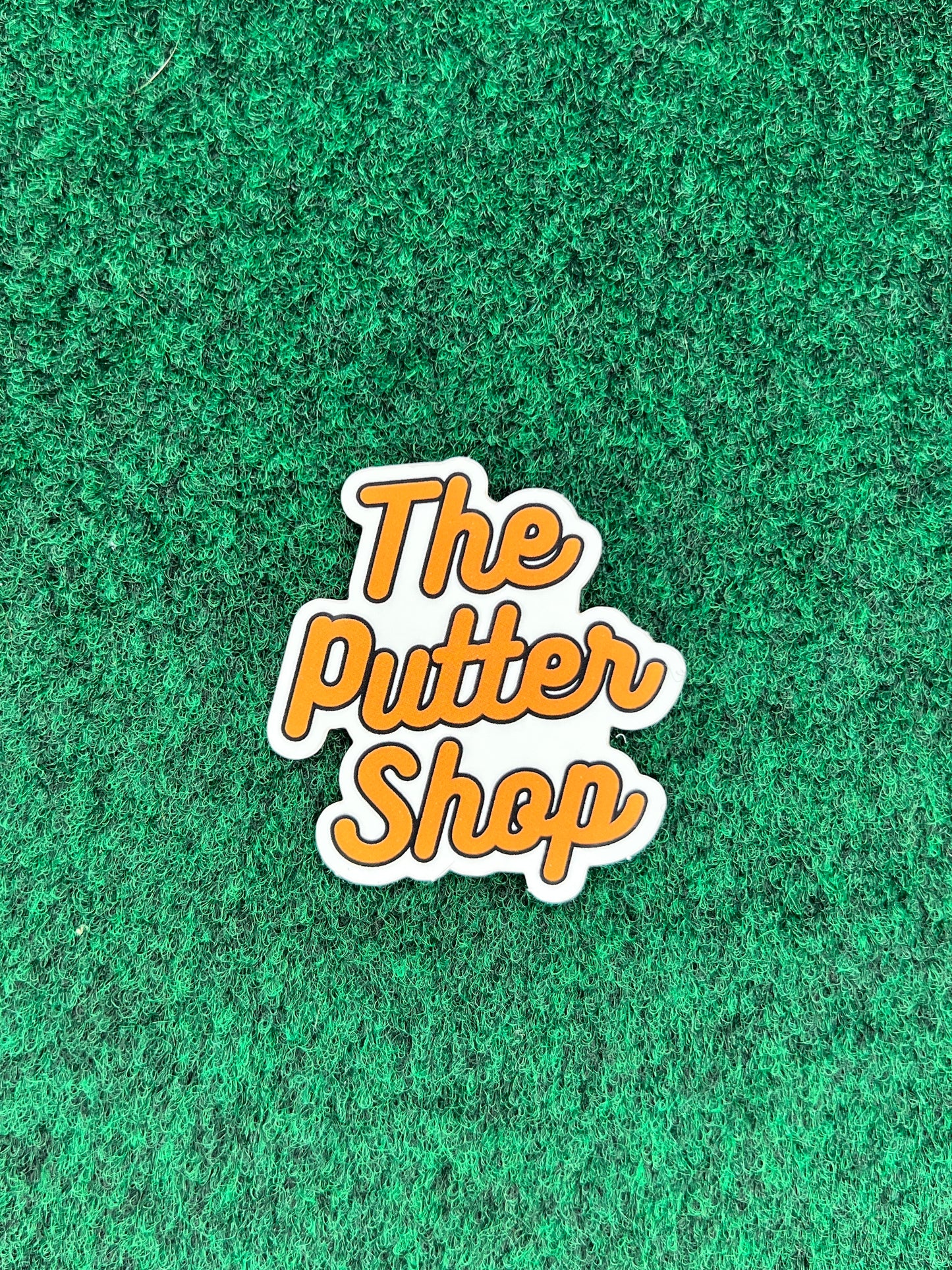 The Putter Shop Orange Cursive Sticker