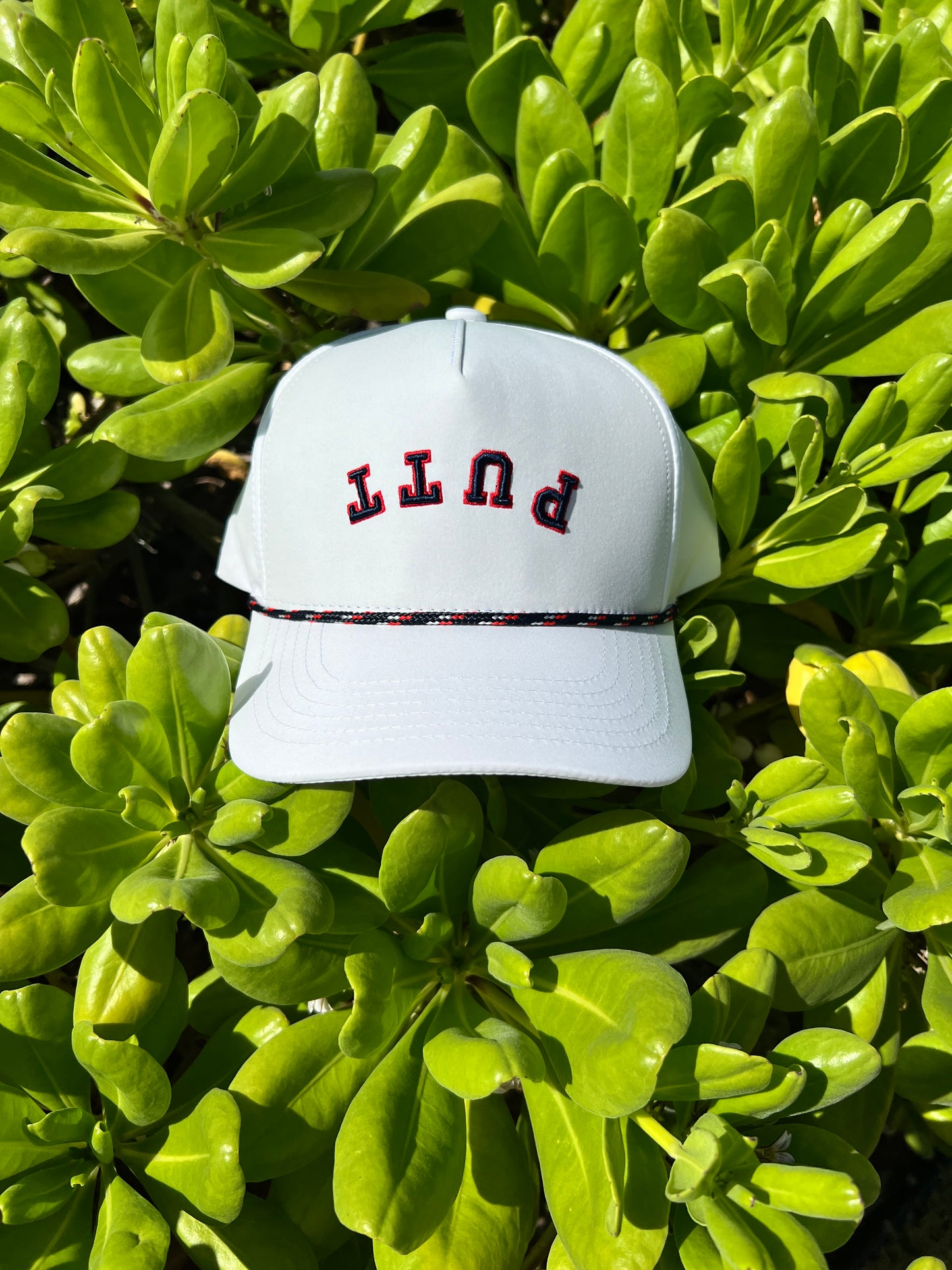White PUTT 5-Panel Performance Rope Hat
