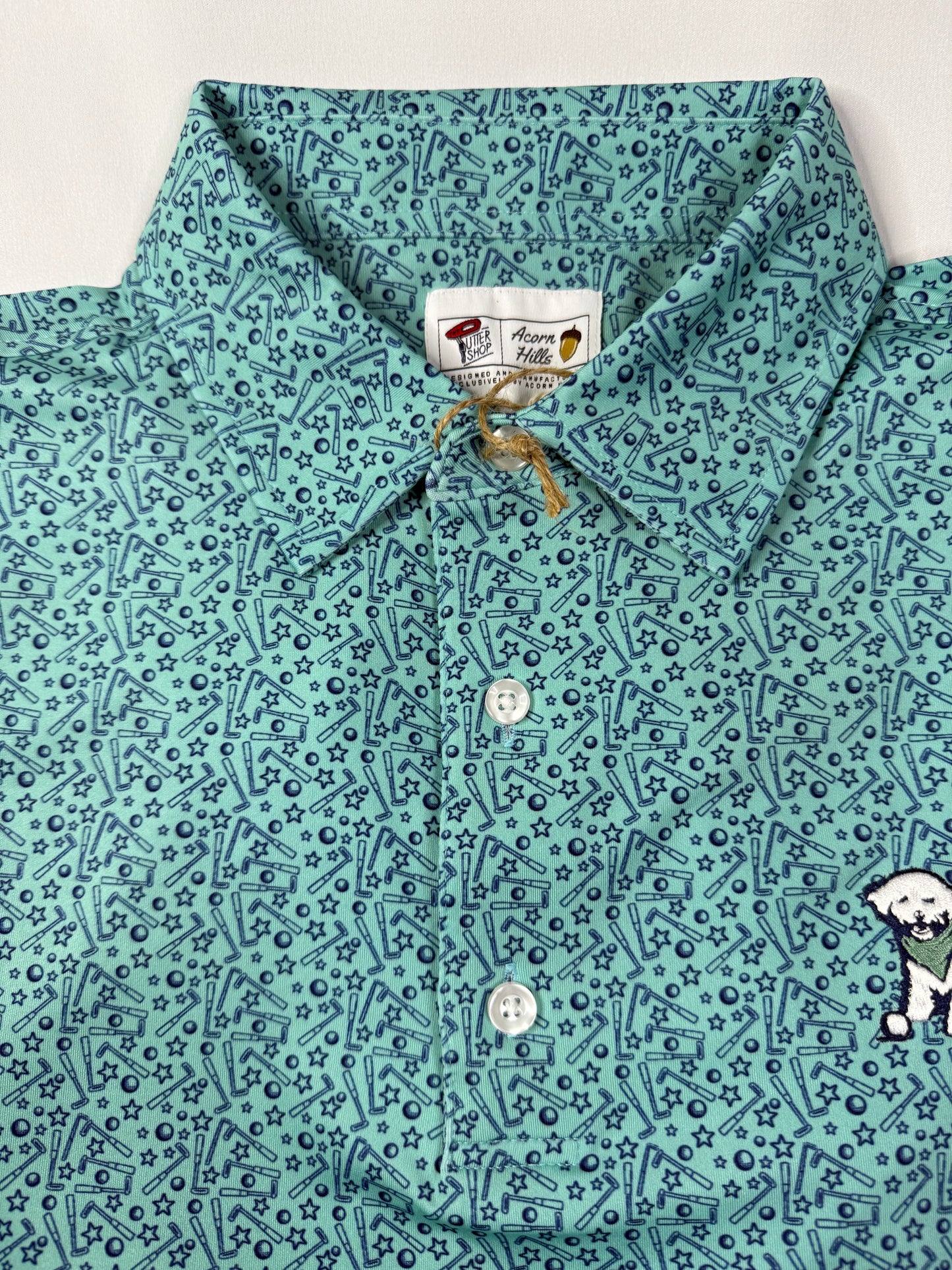 Putters the Dog Mint Green Polo
