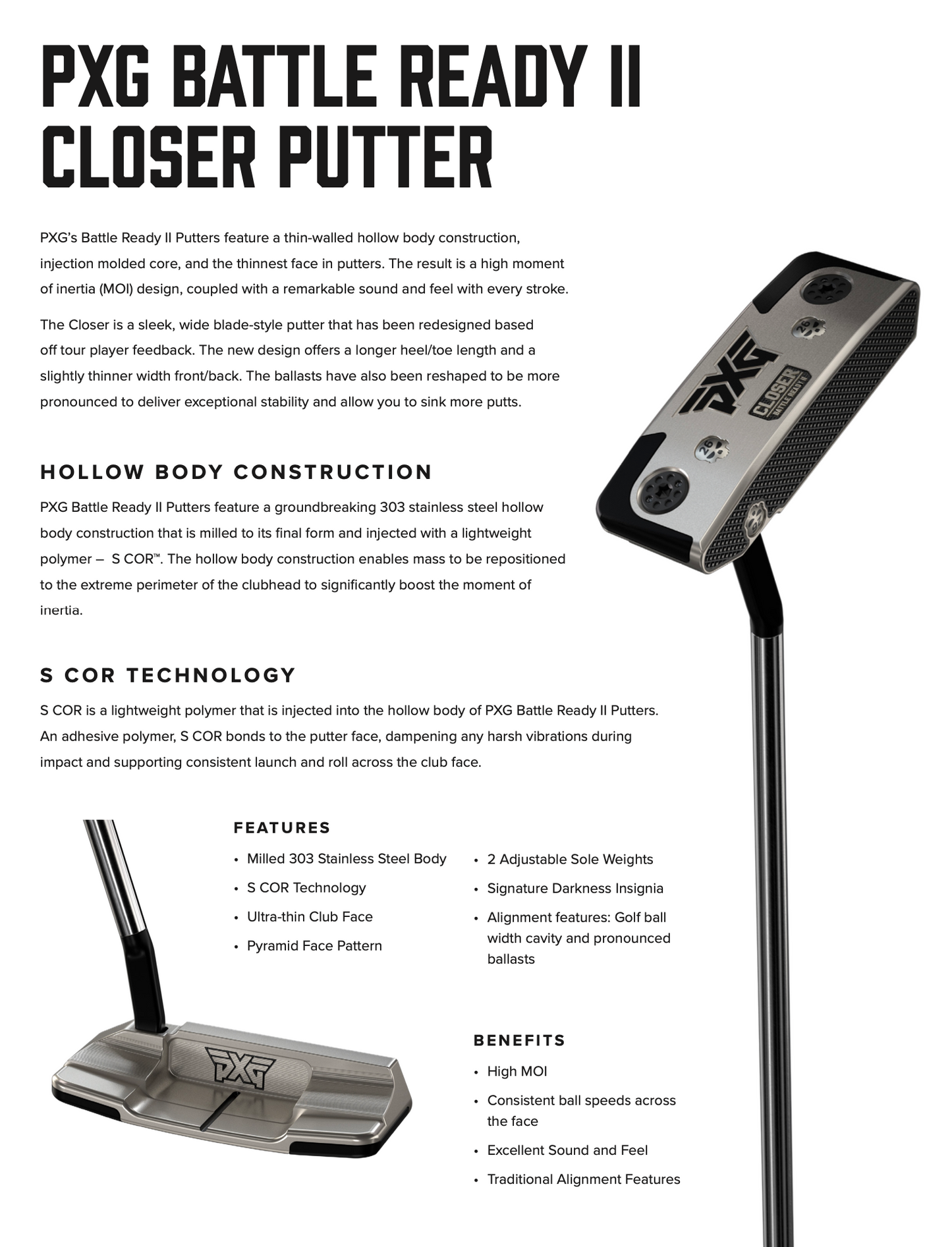 NEW - PXG Battle Ready II Closer Putter - 34"