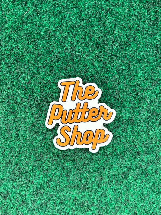 The Putter Shop Orange Cursive Sticker