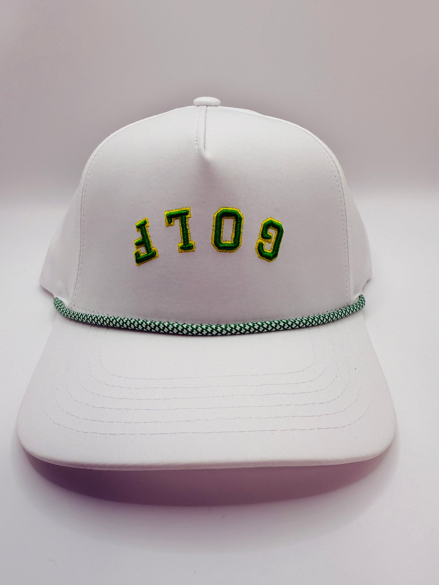 White GOLF 5-Panel Performance Rope Golf Hat