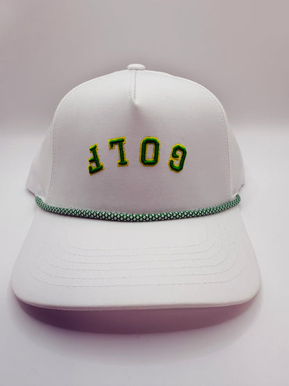 White GOLF 5-Panel Performance Rope Golf Hat
